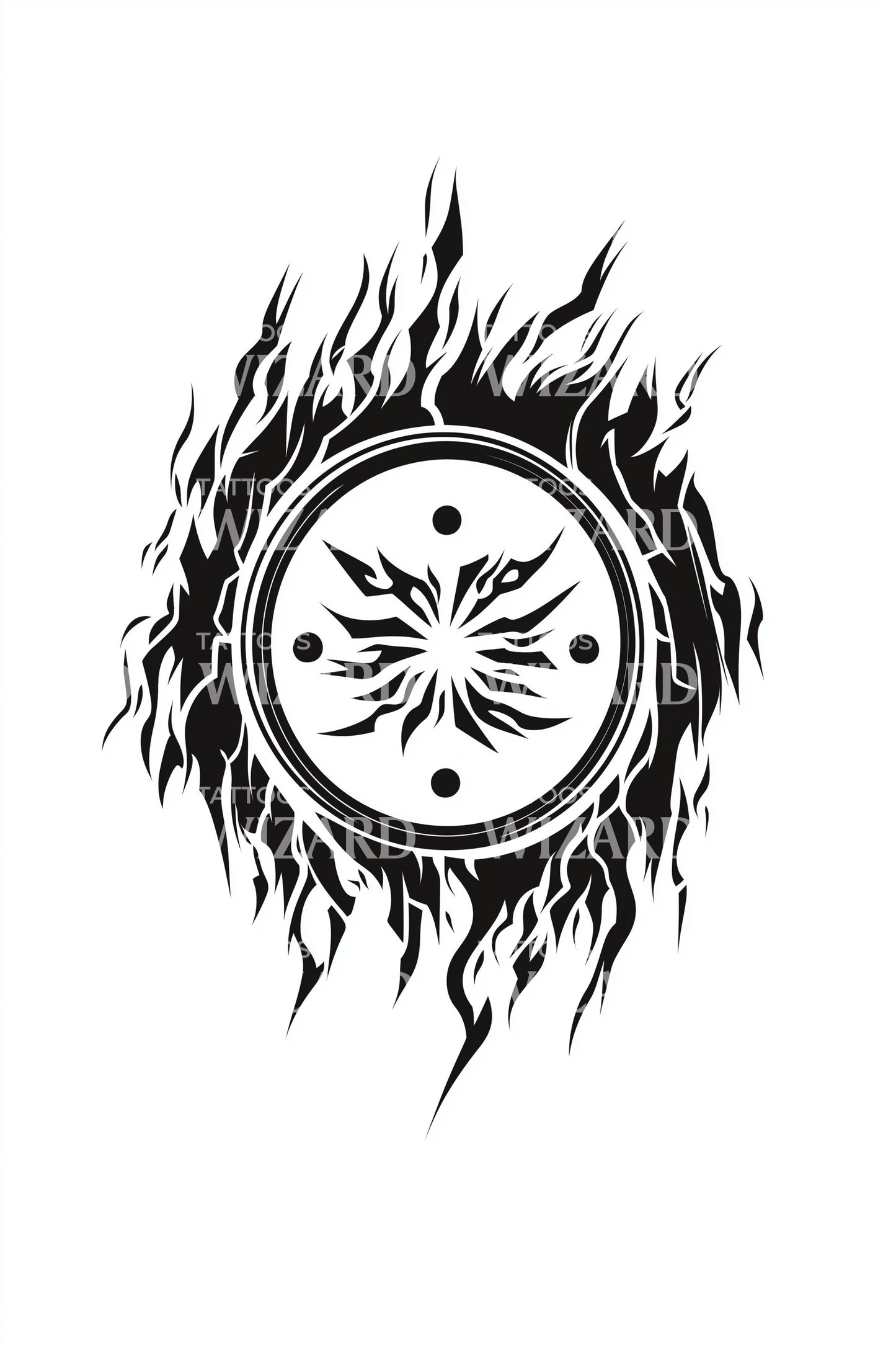 Design Tatuaggio Sigillo di Fuoco Floreale