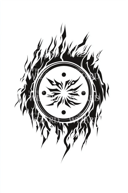 Design Tatuaggio Sigillo di Fuoco Floreale