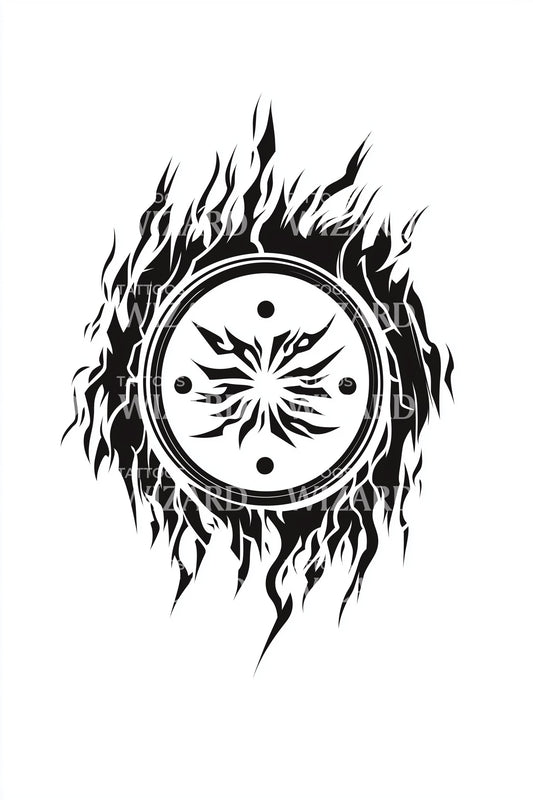 Design Tatuaggio Sigillo di Fuoco Floreale