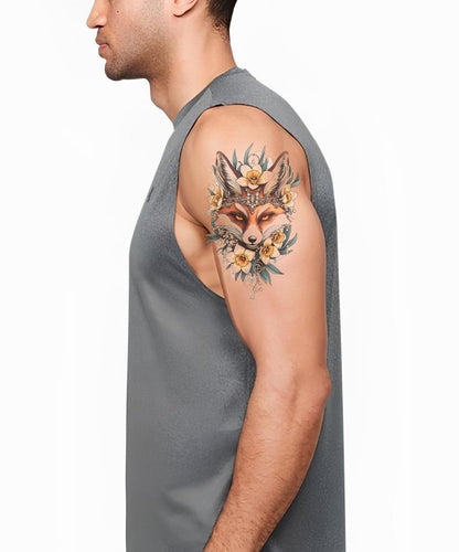 Floral Fox Portrait Tattoo Design