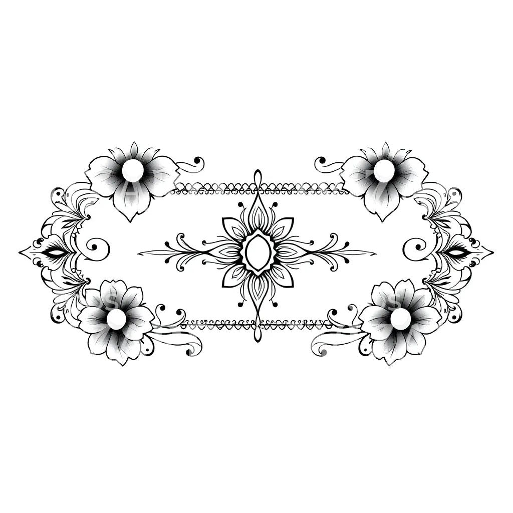 Floral Frame Tattoo Design