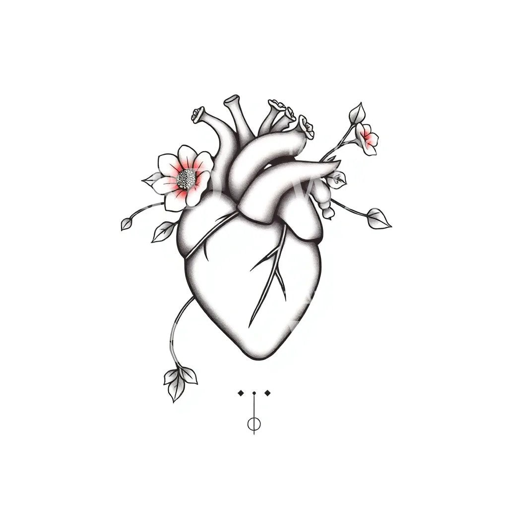 Floral Heart Tattoo Design