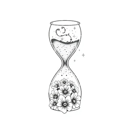 Floral Hourglass Tattoo Design