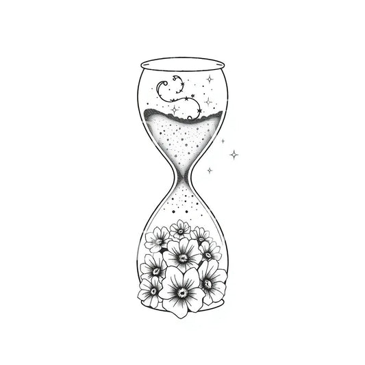 Floral Hourglass Tattoo Design