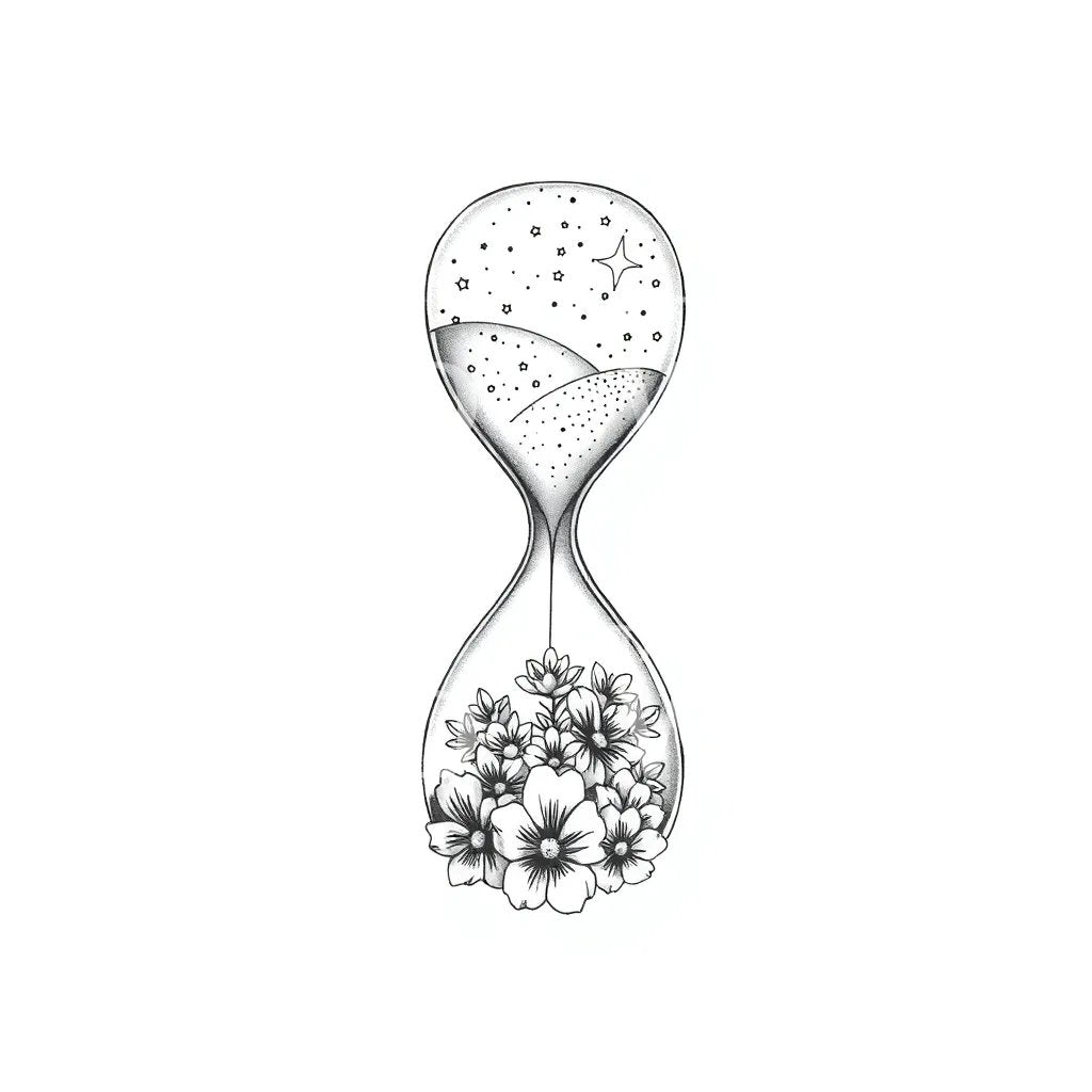 Floral Hourglass Tattoo Design