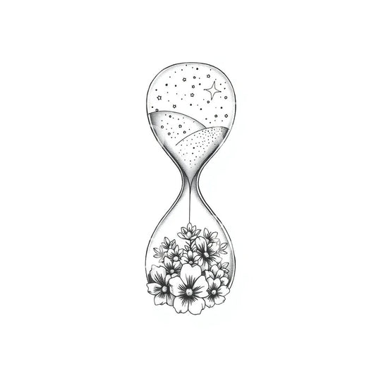 Floral Hourglass Tattoo Design