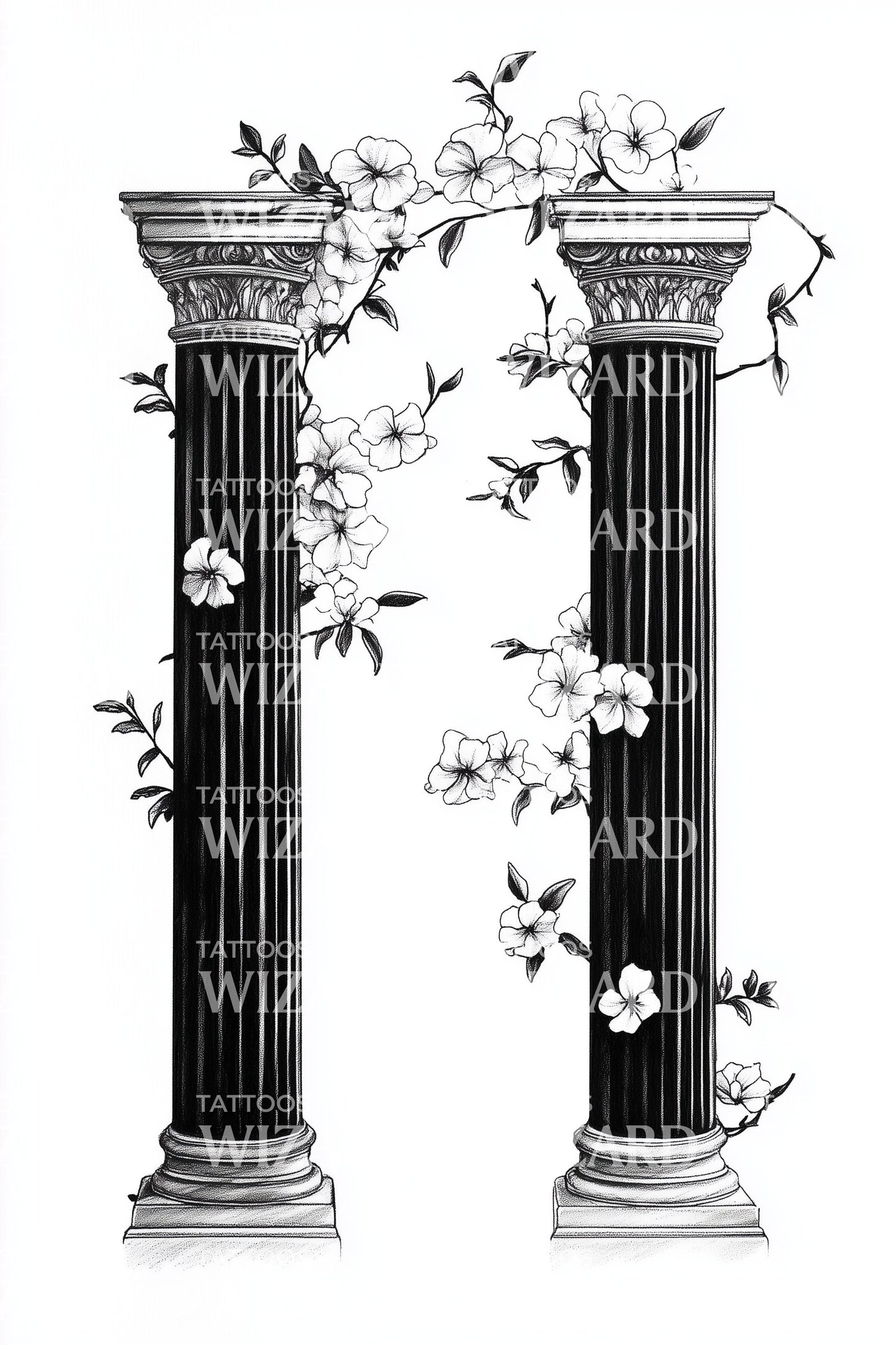 Floral Ionic Arch Tattoo Design