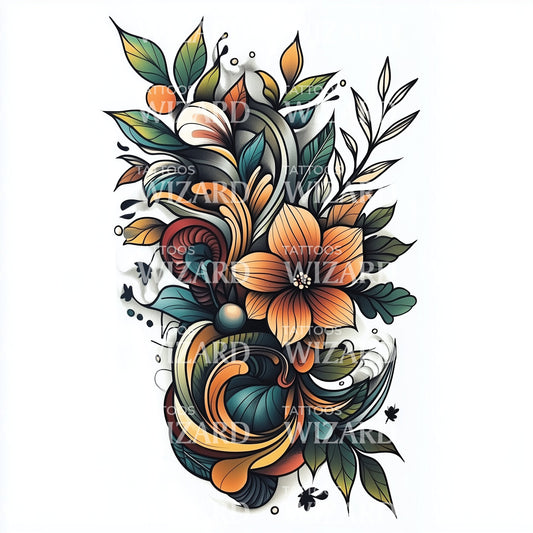 Floral  Life & Growth Abstract Tattoo Design