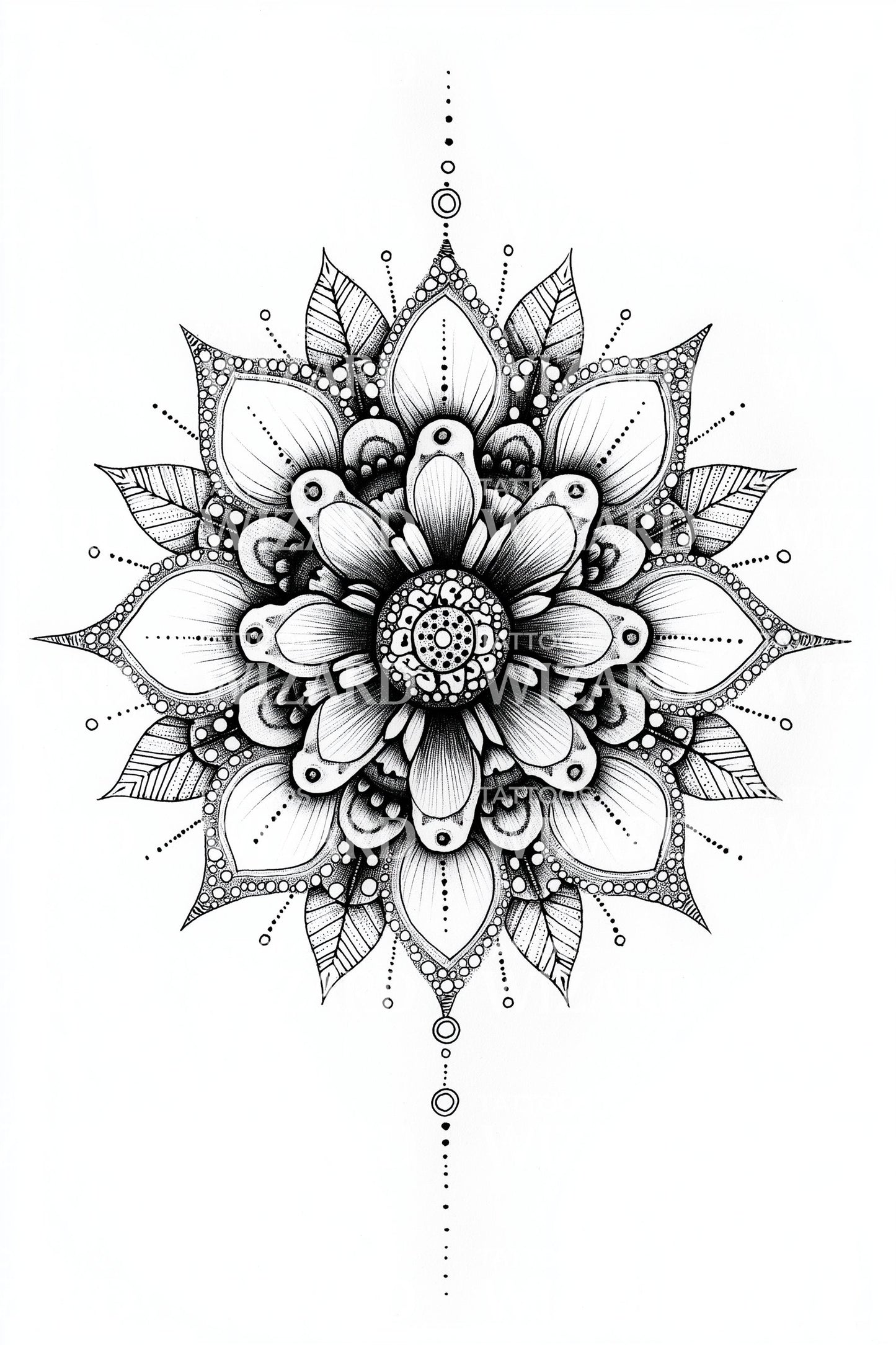 Desenho de Tatuagem Mandala Floral