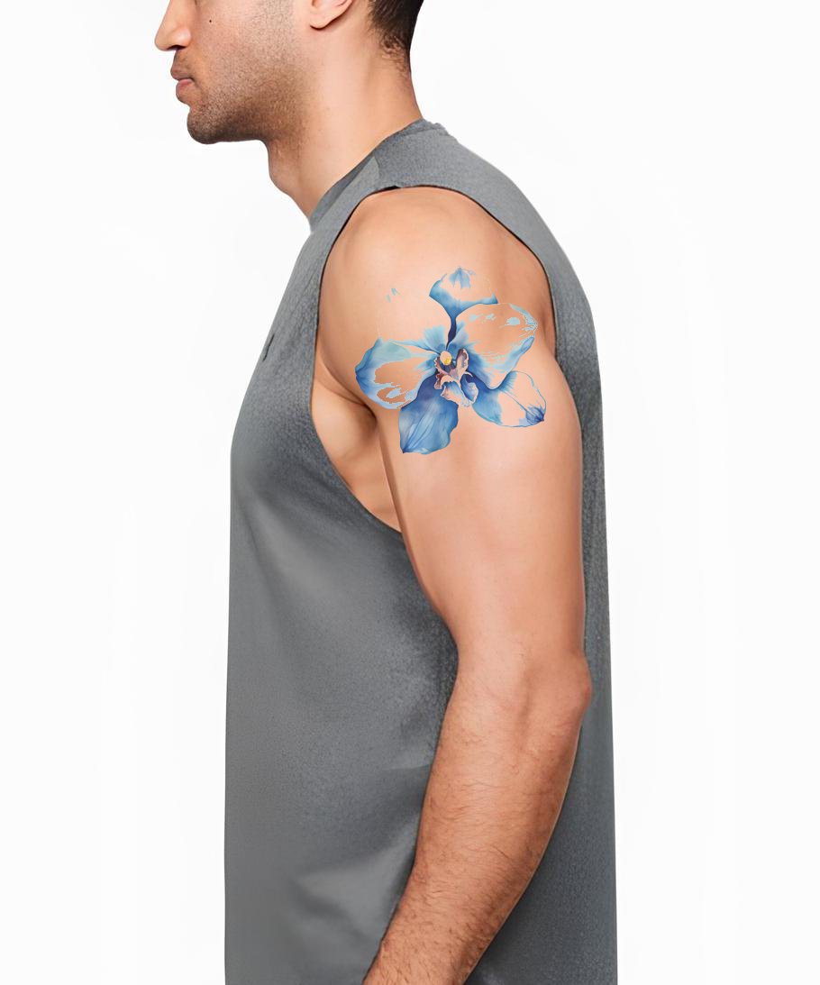 Conception de tatouage d'orchidée bleue