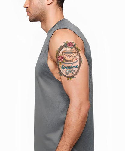 Grandma Floral Portrait Tattoo Design
