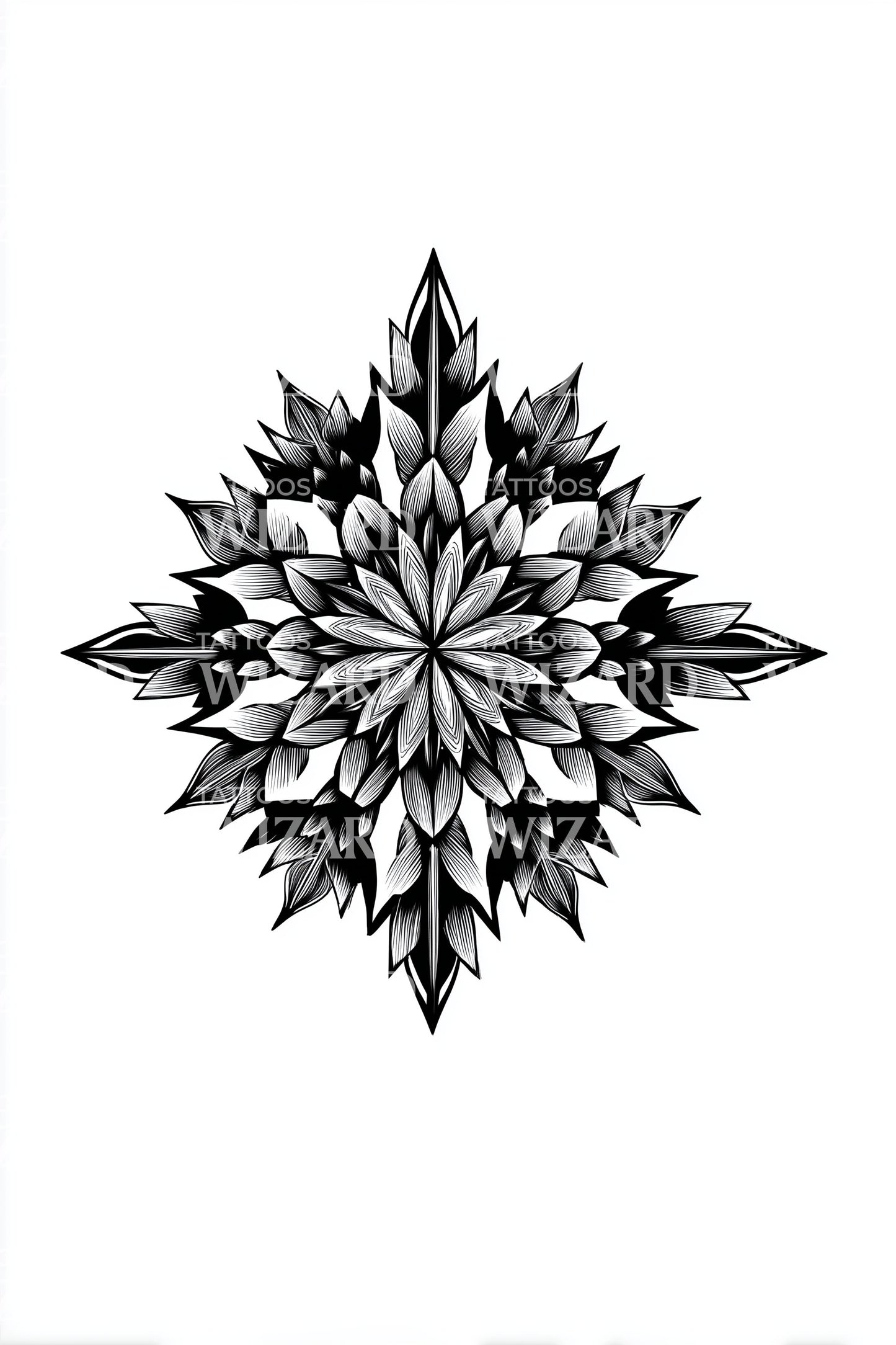 Floral Snowflake Mandala Tattoo Design