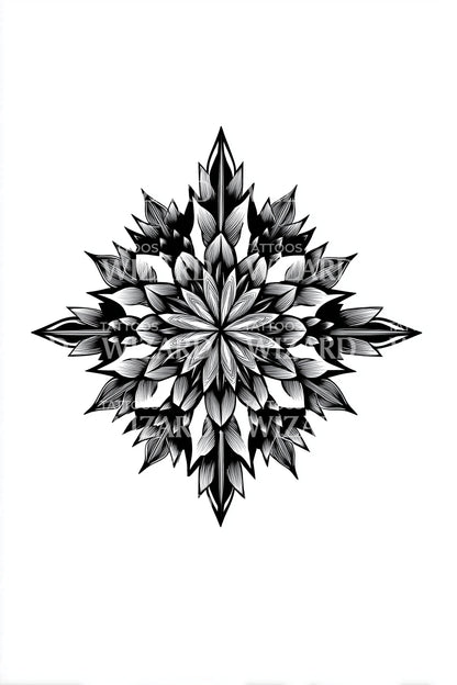 Floral Snowflake Mandala Tattoo Design
