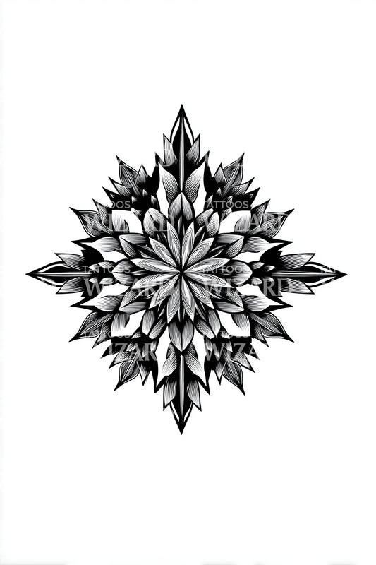 Floral Snowflake Mandala Tattoo Design