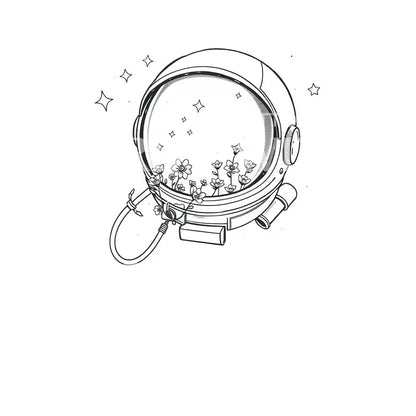 Floral Space Helmet Tattoo Design