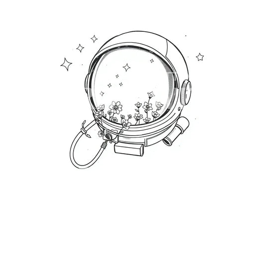 Floral Space Helmet Tattoo Design