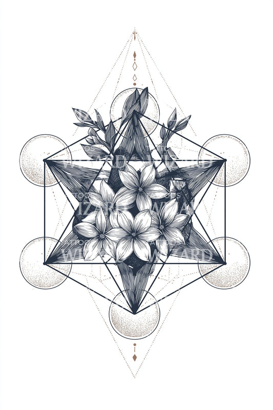 Floral Starburst Geometry Tattoo Design