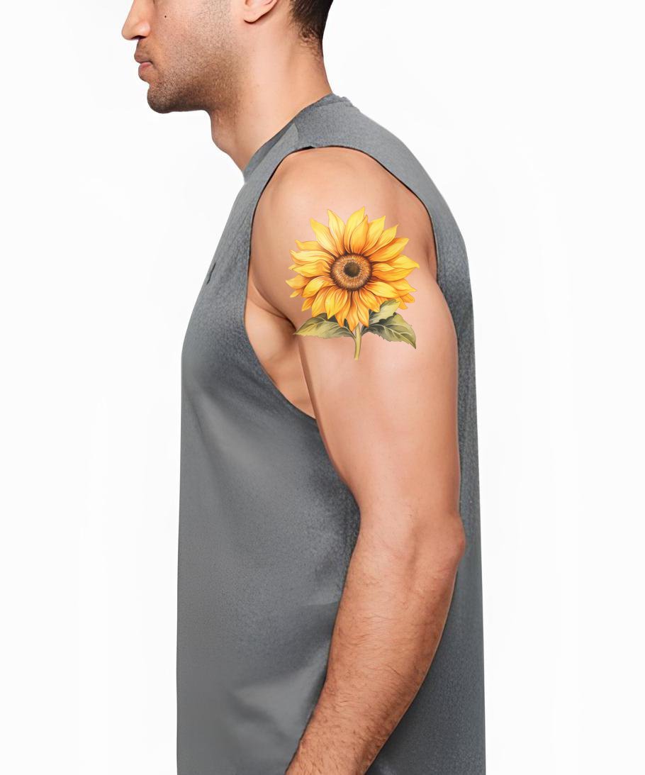 Diseño de Tatuaje de Girasol Botánico