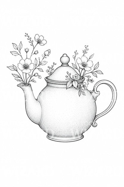 Floral Teapot Tattoo Design