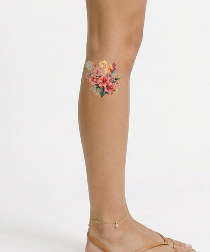 Tropical Flowers Bouquet Tattoo Design