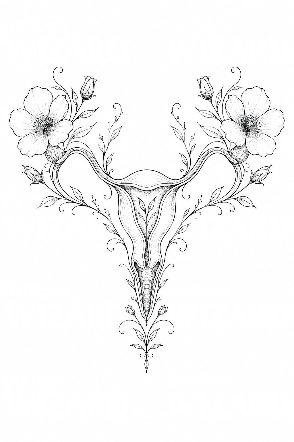 Florales Uterus Bloom Tattoo Design