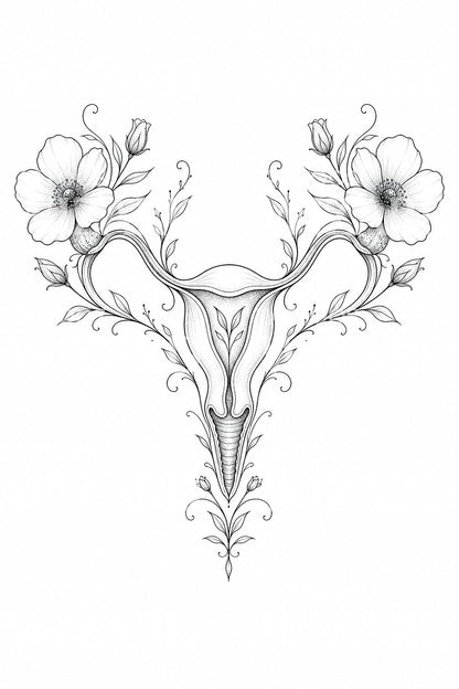 Florales Uterus Bloom Tattoo Design