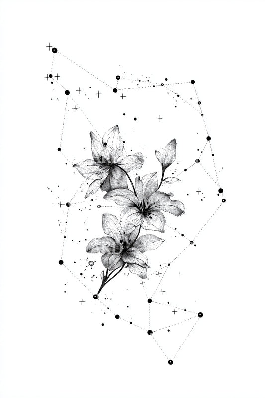 Floral Zodiac Cluster Tattoo Idea