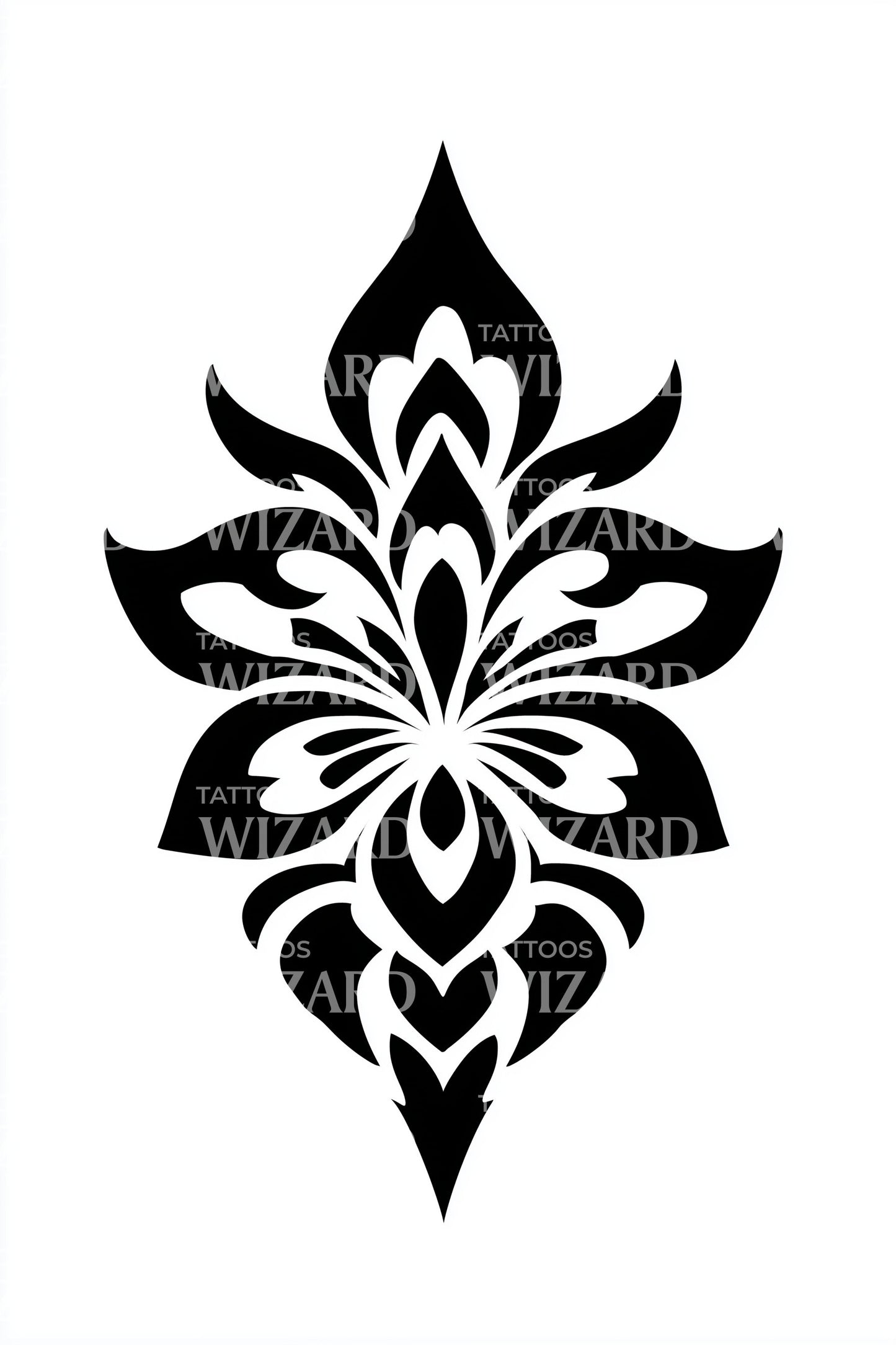 Flourish Blossom Crest Tattoo Illustration