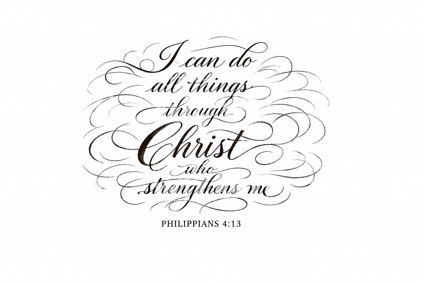 Flourished Scripture Cloud Tattoo Design