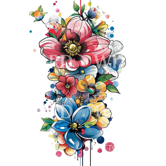 Blumenstrauß inspiriert vom Tattoo-Design von Takashi Murakami