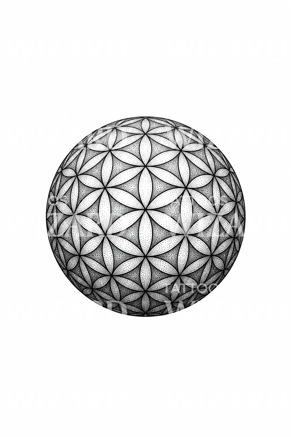 Flower of Life Sphere Stippled Tattoo – Tattoos Wizard Designs