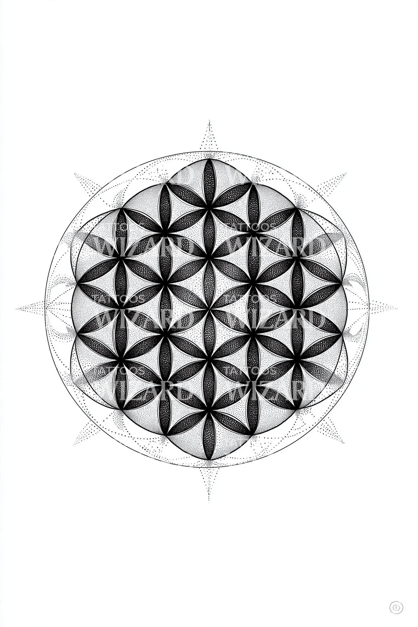 Design de Tatuagem Esfera Flor da Vida