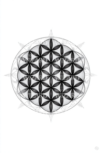 生命の花の球体タトゥーデザイン