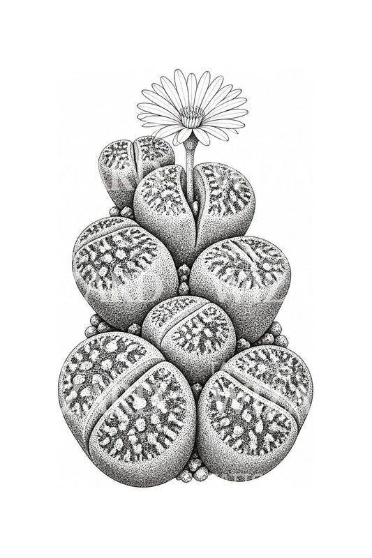 Tattooontwerp van bloeiende lithops, levende stenen
