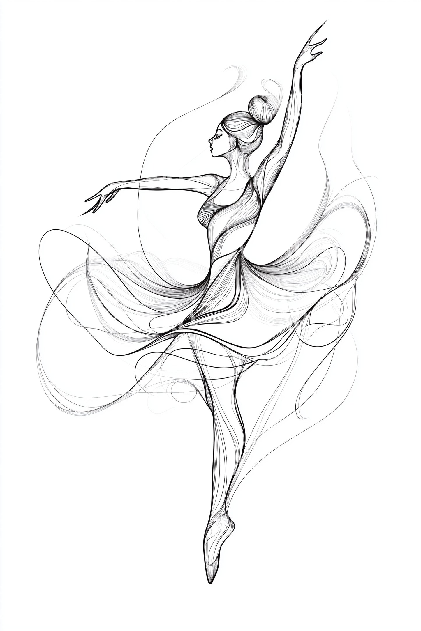 Flowing Ballet Dancer Tattoo Design