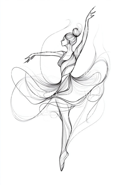 Flowing Ballet Dancer Tattoo Design