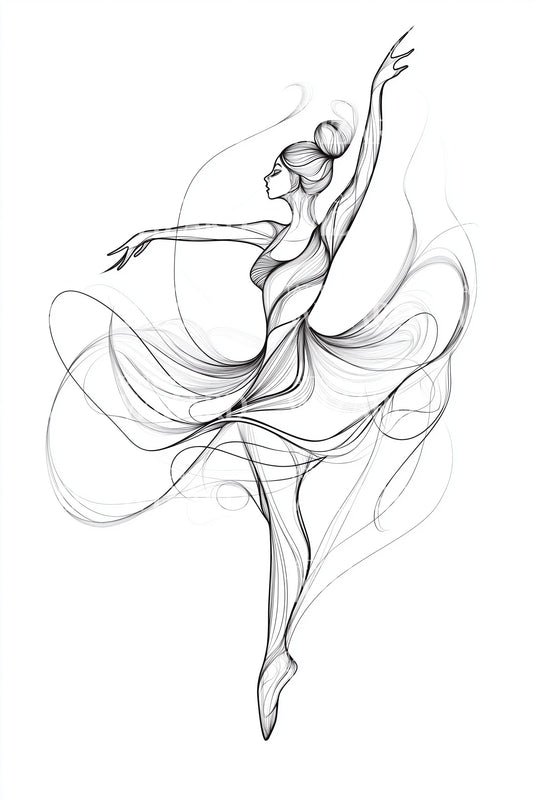 Flowing Ballet Dancer Tattoo Design