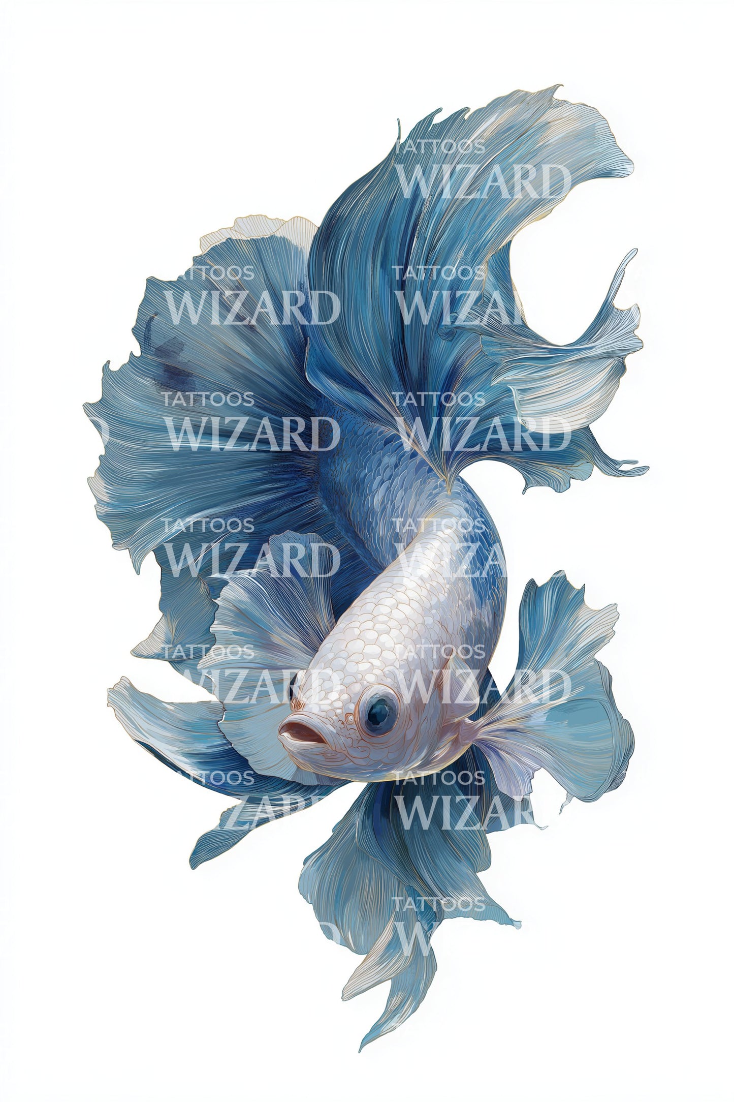 Fließende Betta-Fisch-Tattoo-Illustration