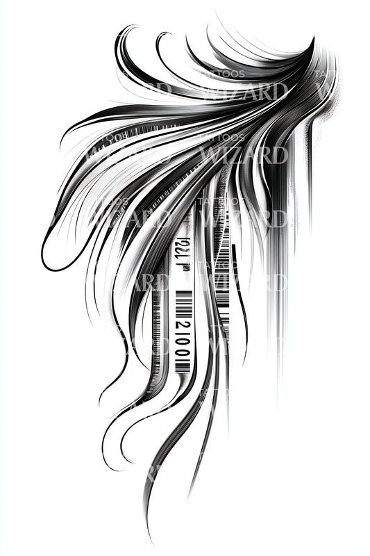 Flowing Feather Wing Tattoo Design