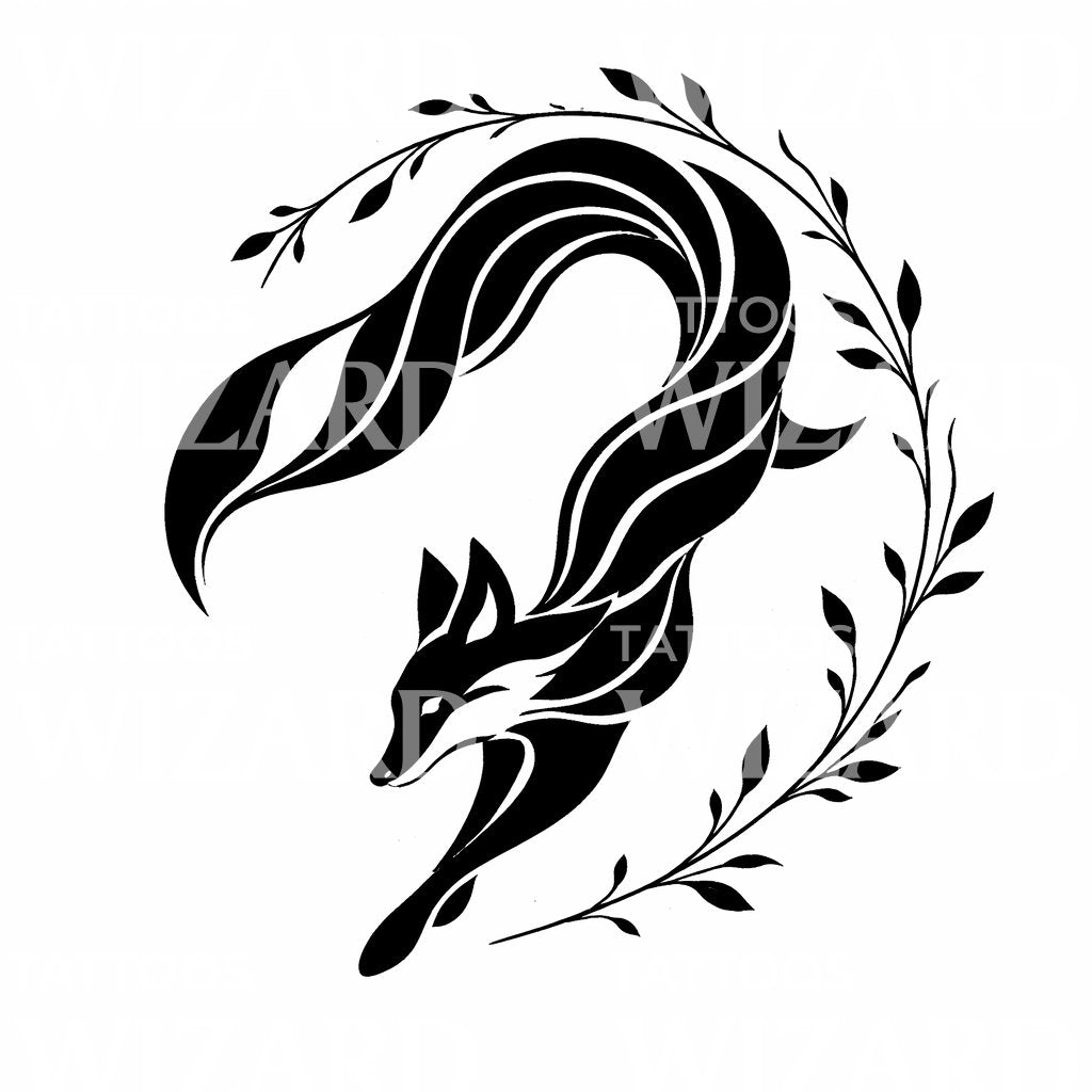 Flowing Fox Tattoo Design