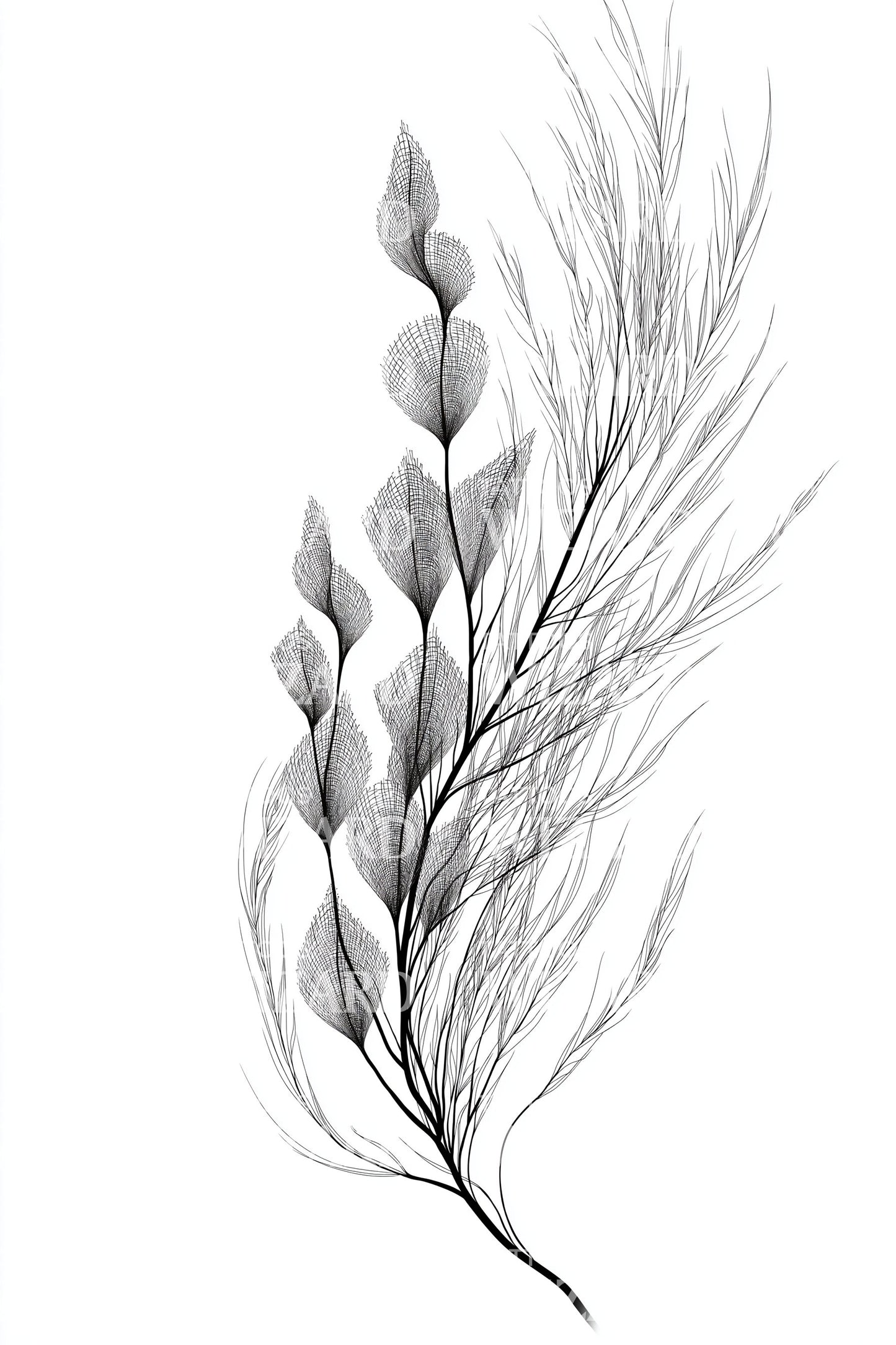 Flowing Kelp Fronds Tattoo Design