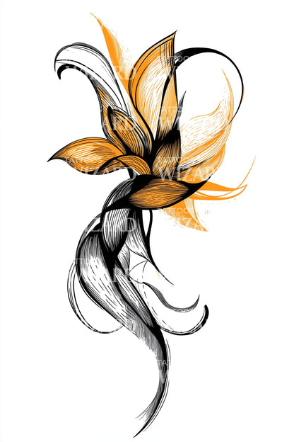 Fließendes Lilienband Tattoo Design
