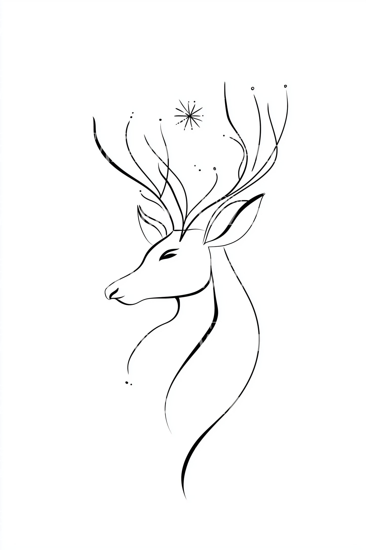 Flowing Line Reindeer Tattoo Design