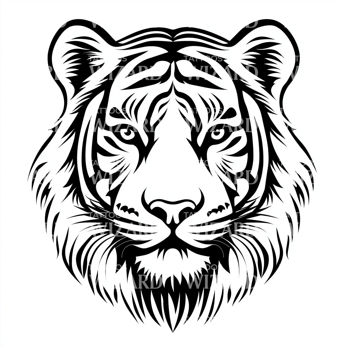 Flowing Mane Tiger Tattoo Design