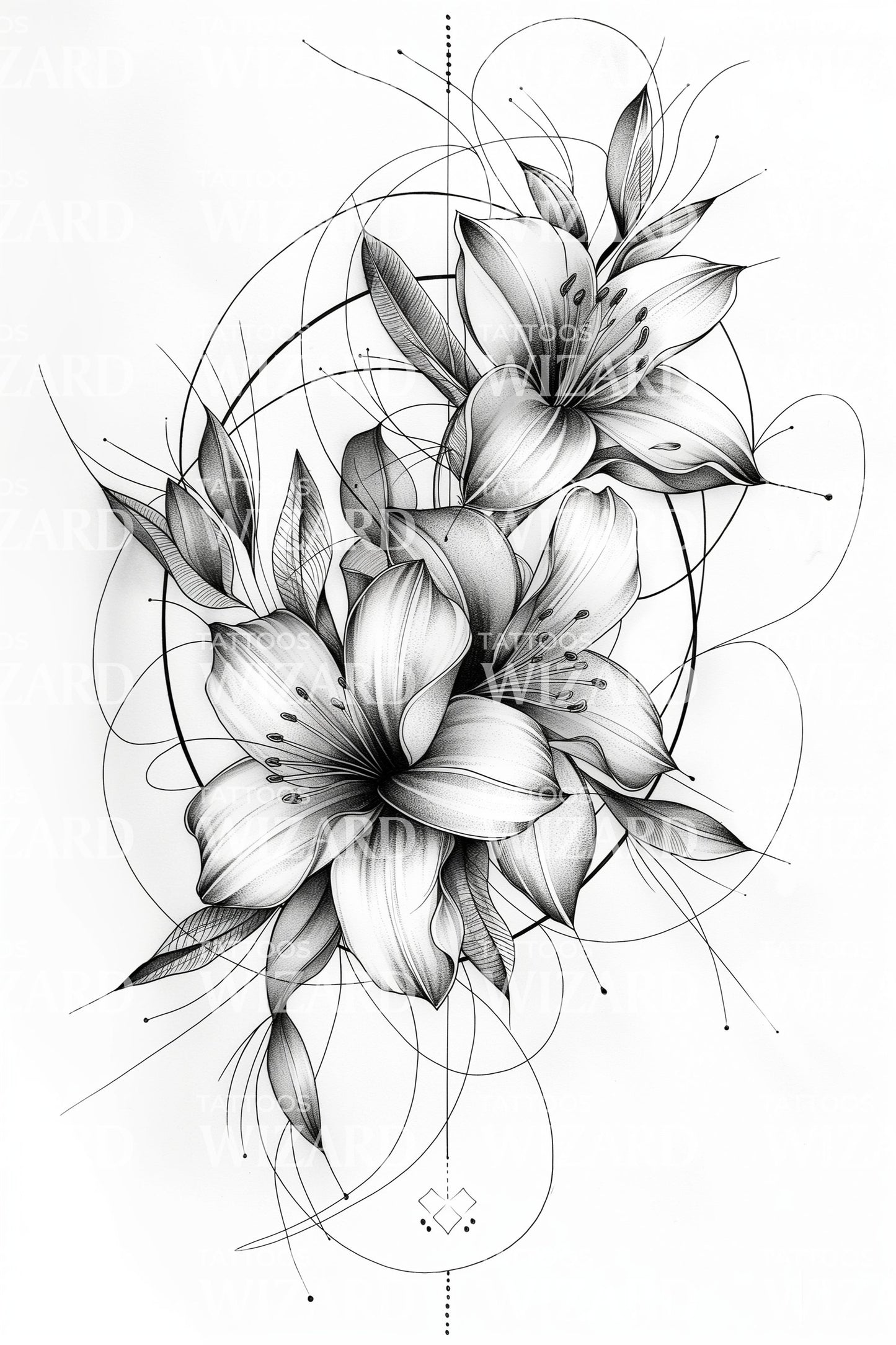 Flowing Petal Harmony Tattoo Design