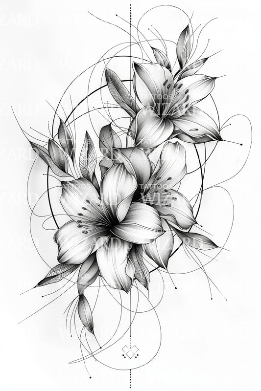 Flowing Petal Harmony Tattoo Design