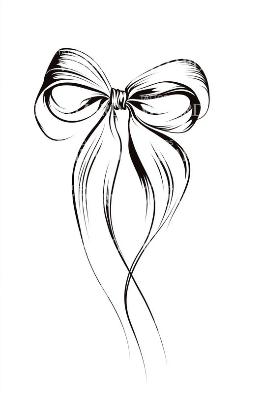Flowing Ribbon Bow Tattoo Design