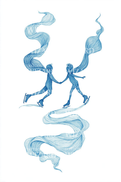 Flowing Ribbon Skaters Tattoo Design