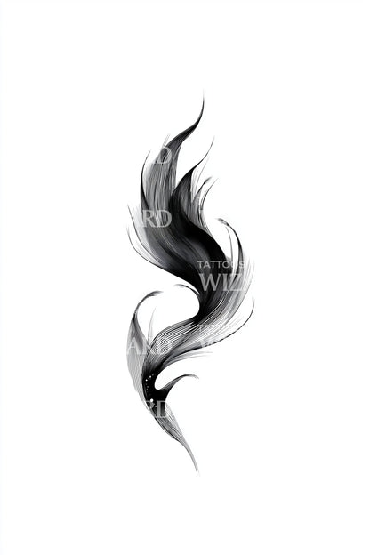 Design del tatuaggio piuma di fumo fluente