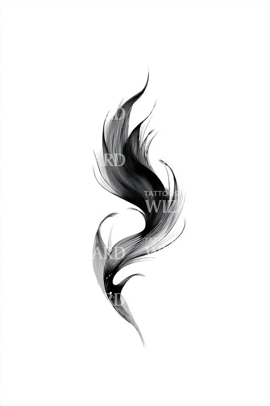 Design del tatuaggio piuma di fumo fluente